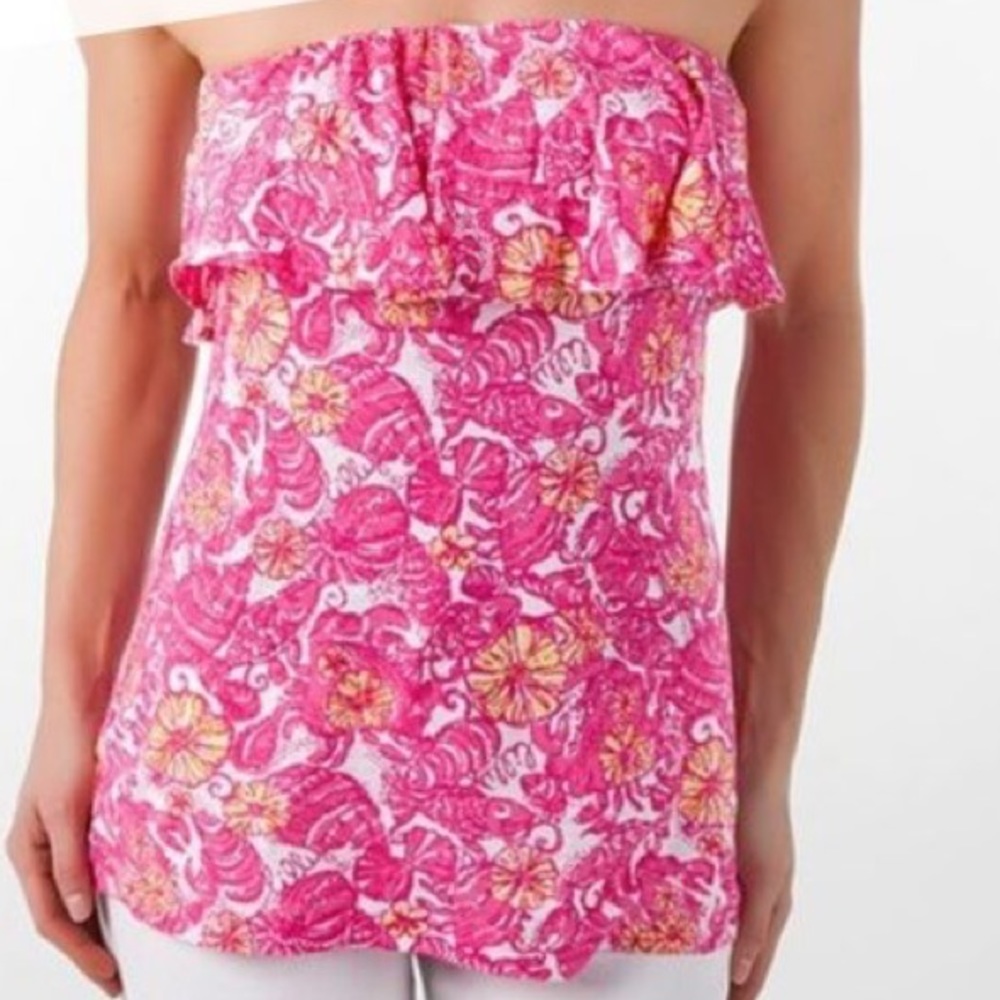 Lilly Pulitzer strapless pink top